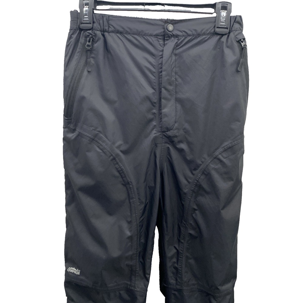 Campmor Rain Wind Pants Men's Medium Black Nylon Elastic‎ Waist Camping Hike